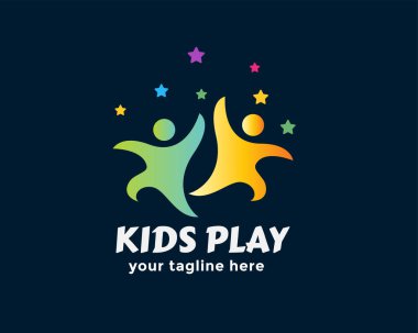 Vektör çizimi. Logo tasarımı çocuklar oynar 