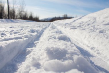 Murmansk karda Kayak yolda.