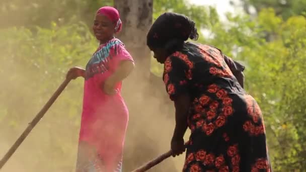 African ladies manually working the land, Taveta, Kenya, March 2013 — Stock Video