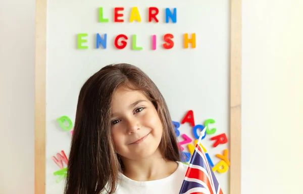 Cheerful Little Girl Portrait Education Concept — Photo