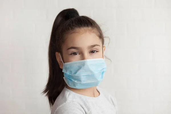 Girl Protective Mask Coronavirus Concept 스톡 이미지