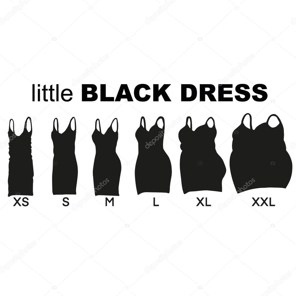Black dress different sizes. Size of dress. XXL