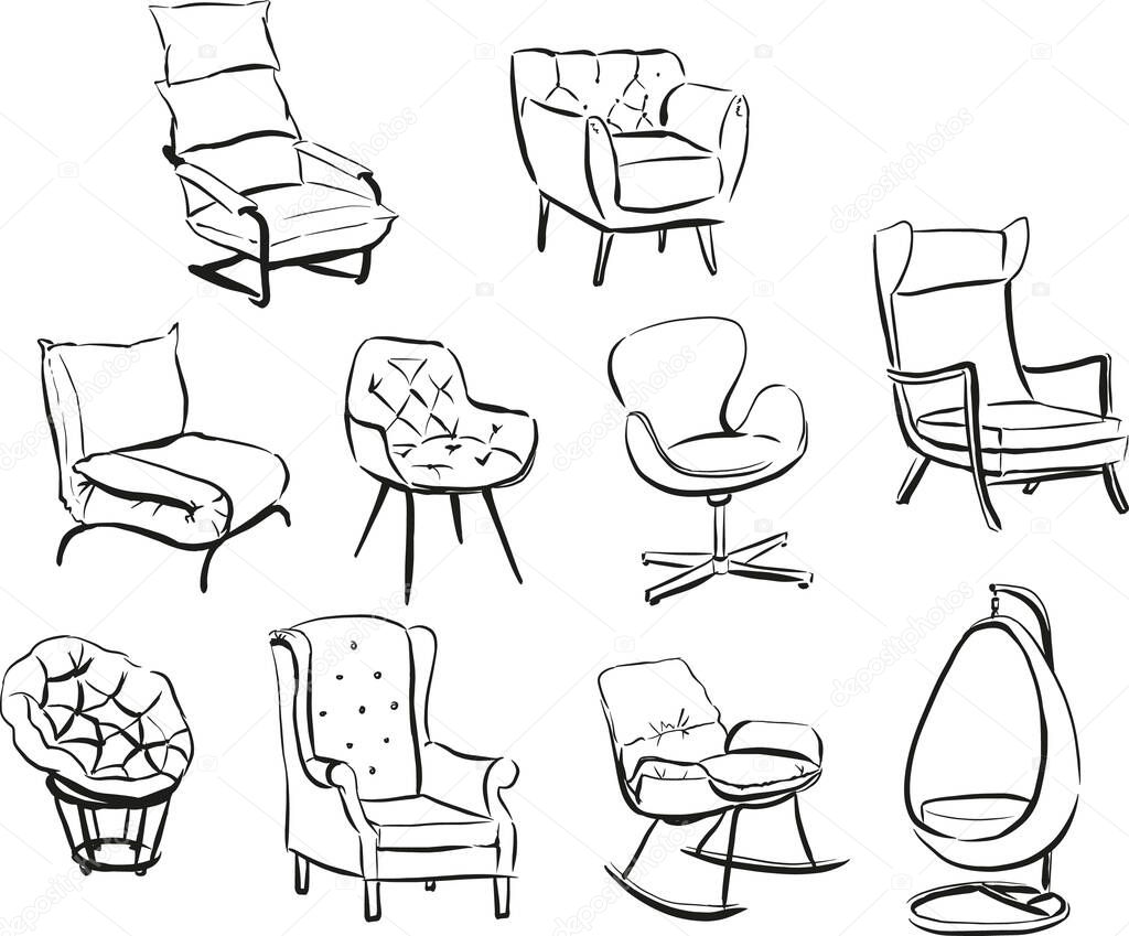 Arm-chair vector models illustration.