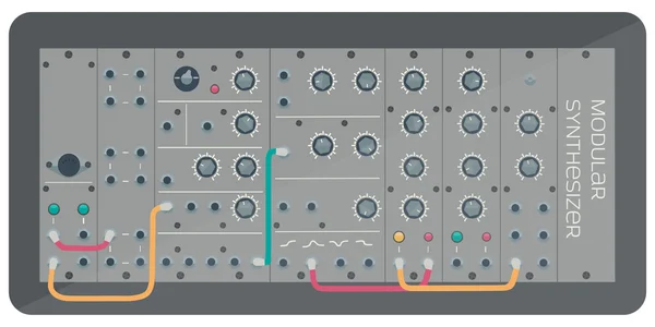 Modüler sentezleyici telleri ile. Müzik elektronik.