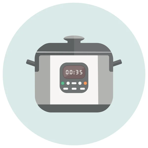 ロボットの炊飯器とベクトル図です。ボタン、タイマー、ハンドルと蓋の付いたマルチ調理器具. — ストックベクタ