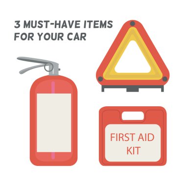 Arabada olması gerekir. İlk yardım kiti, yangın söndürücü, uyarı üçgeni. 