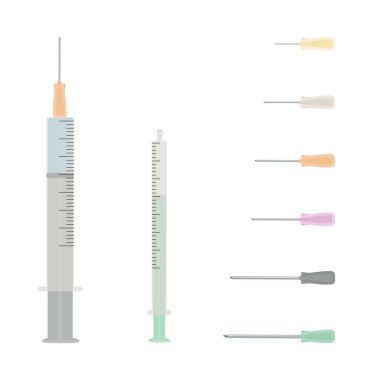 İnsülin şırınga ve iğne şırınga. İğneler, şırınga için kümesi. 