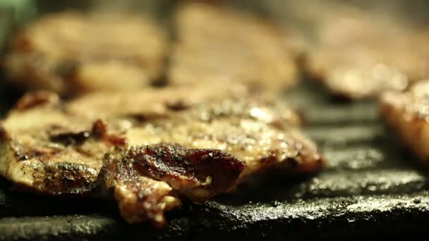 Barbecue grill steak — Stock videók