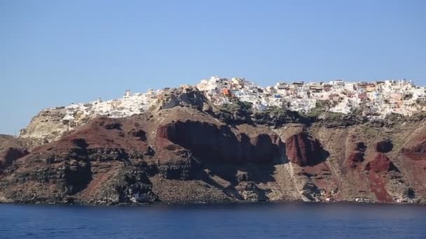 Ilha de Santorini, Grécia - vista de navio — Vídeo de Stock