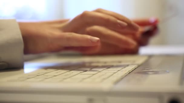 Dizüstü bilgisayarda çalışan iş kadını — Stok video