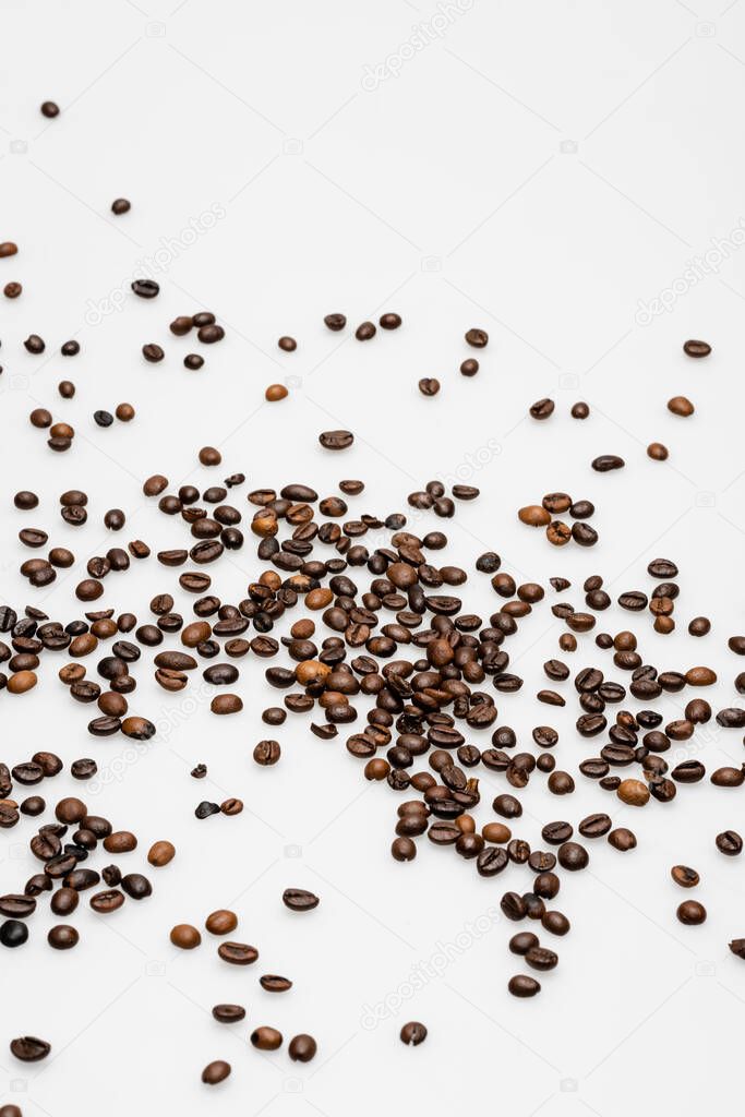 fresh coffee beans on white background 