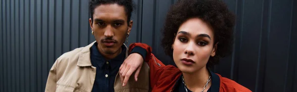 Fashionable African American Couple Posing Banner — Stock Photo, Image