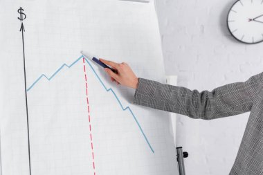 Çizelgeye yakın bir yerde grafikle işaretlenmiş iş kadını görüntüsü 