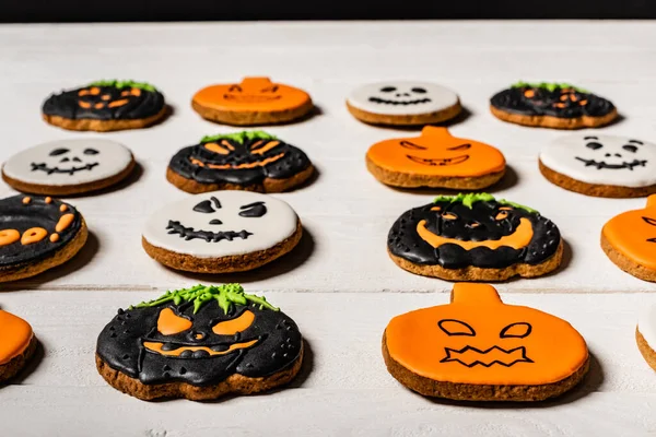 Homemade Spooky Halloween Cookies White Surface — Stock Photo, Image