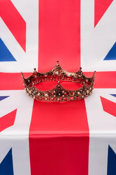 Luxury royal crown on british flag — Stock Photo