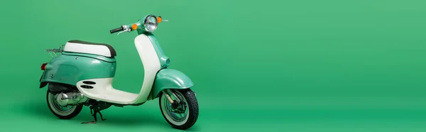 Retro style motorbike on green background, banner — Stock Photo