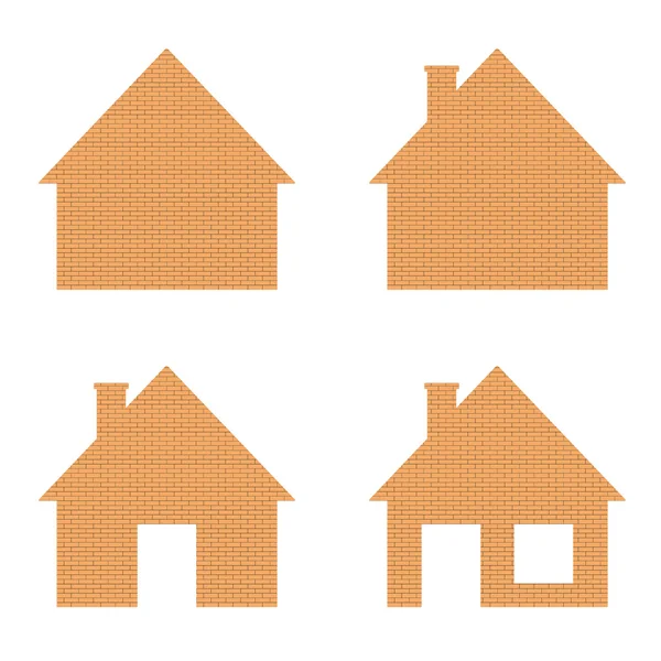 Icono de la casa sobre un fondo de una pared de ladrillo. Ilustración vectorial . — Vector de stock
