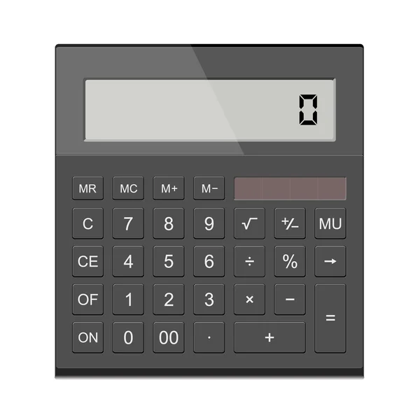 Реалистичный электронный калькулятор на белом фоне . — стоковый вектор