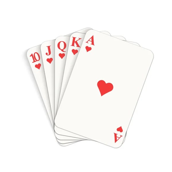 Kumarhane kumarı oyna. Poker eli kazanmak. Kalplerin Kraliyet floş.