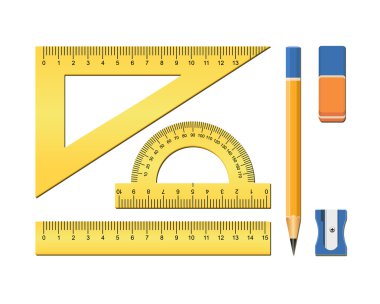 Okul donanımları. Geometri için ölçüm aracı.