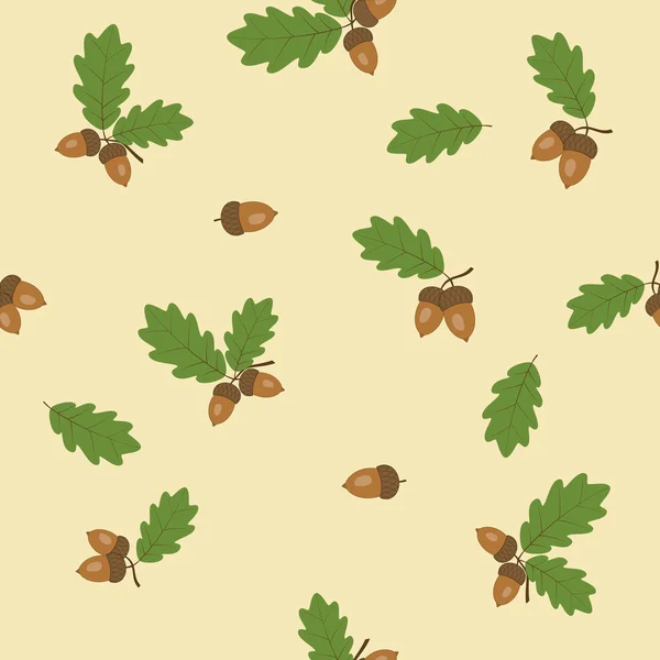 Oak leaves and acorns. Seamless pattern. — Stock Vector