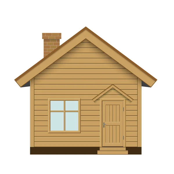 Houten huis. Geïsoleerde vectorillustratie op witte achtergrond. — Stockvector