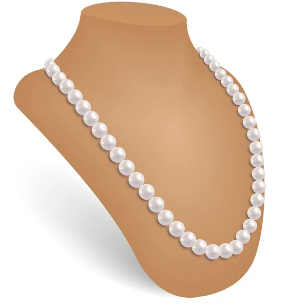 Pearl necklace in the jewelry bust. — Stock Vector
