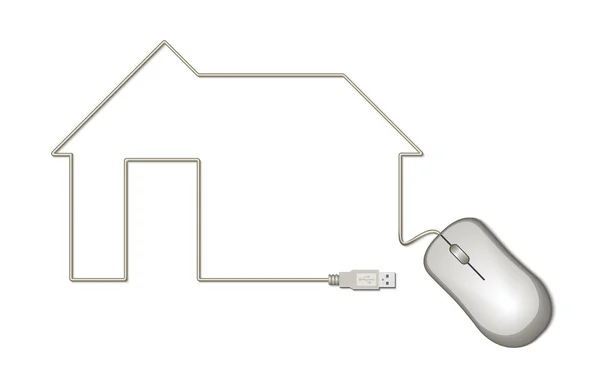 Icono de la casa del cable del ratón . — Vector de stock