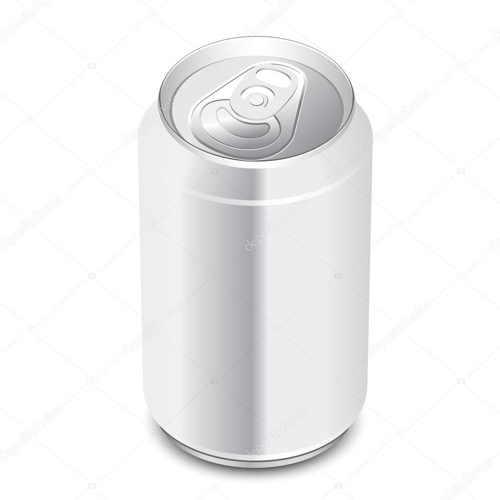 Aluminum can on a white background.