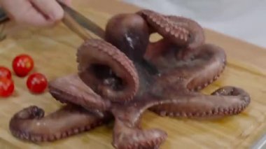 Yüksek teknoloji mutfağı. Deniz ürünleri pişiriyorum.