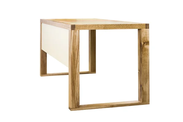 Holztisch. weißer Hintergrund, Isolation — Stockfoto