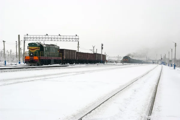 Railroad station. Winter — Stock Photo, Image