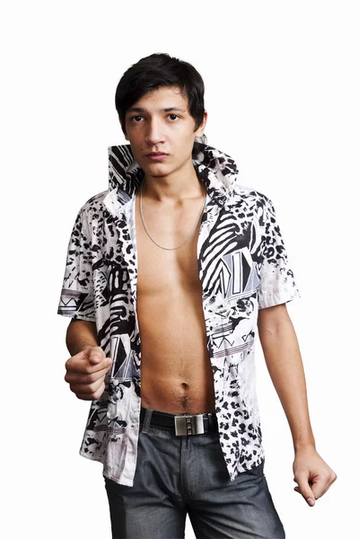 Jonge Aziatische man in een shirt heeft knoopte — Stockfoto