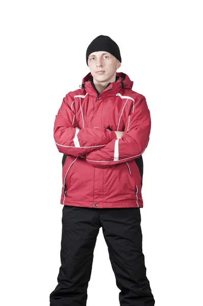 Junger Mann in roter Sportjacke — Stockfoto