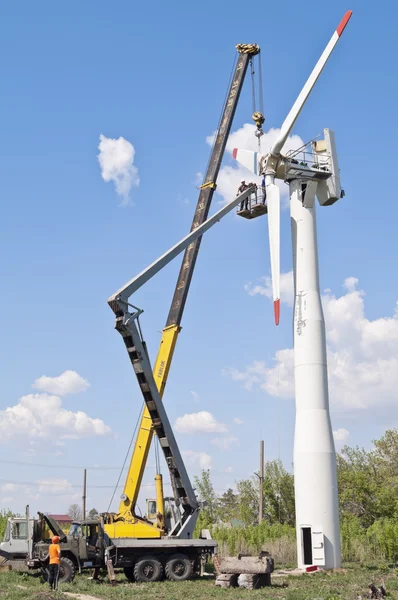 Installation vindkraftverk — Stockfoto