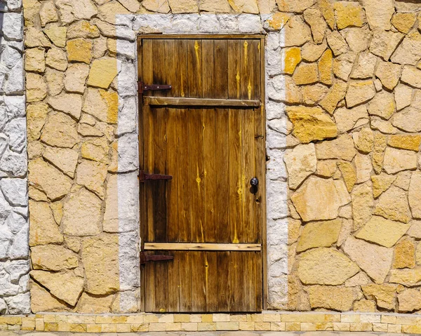 Деревянная Дверь Каменной Стене Фотография Сделана России Городе Оренбурге — стоковое фото