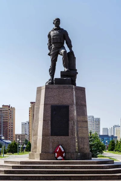 Orenburg Rússia Julho 2021 Monumento Herói Rússia Alexander Prokhorenko — Fotografia de Stock
