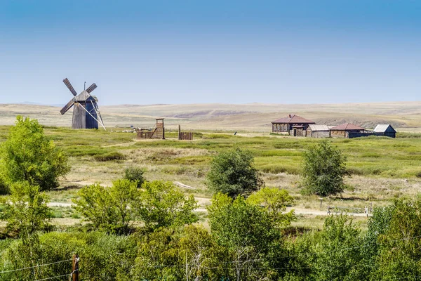Arkaim Regio Chelyabinsk Rusland Augustus 2021 Windmolen Kozakken Stockafbeelding