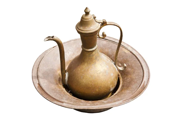 Oriental metal pitcher and bowl — Stock Photo, Image