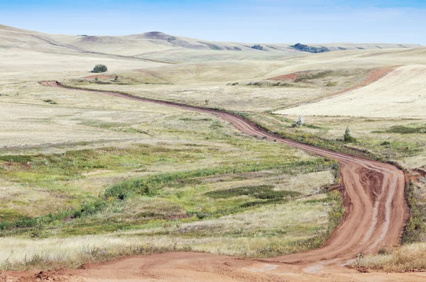 Field road in the steppe — Stock Photo, Image