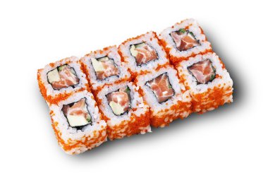 Japon suşi. Beyaz arka plan, ISO