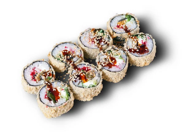 Japanse sushi. Witte achtergrond, geïsoleerd — Stockfoto