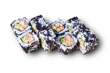 Japon suşi. Beyaz arka plan, izole