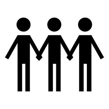 El ele tutuşan bir grup insan. Vektör simgesi.