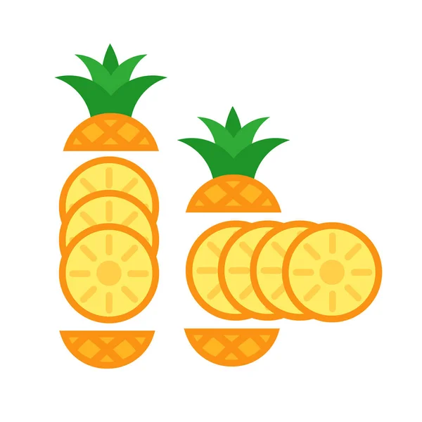 Ananasscheiben liegen in horizontalen und vertikalen Reihen. Vektor isoliert auf weiß. — Stockvektor