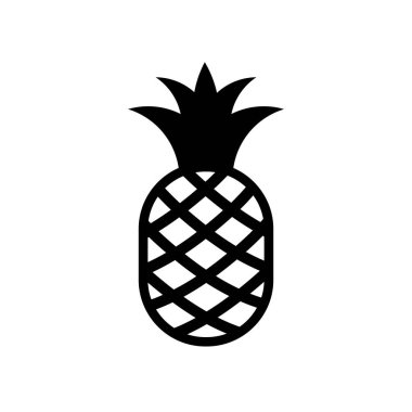 Ananas siyah ikonu. Vektör beyazda izole edildi.