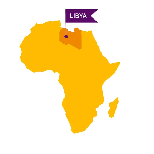 Libye na mapě Afriky se slovem Libye na značce ve tvaru vlajky. — Stockový vektor
