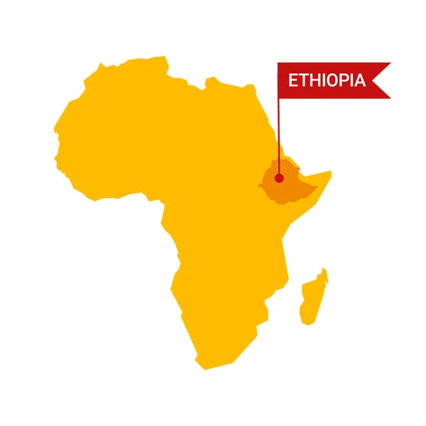エチオピアは旗の形をしたマーカーでエチオピアという言葉でアフリカの地図上で. ロイヤリティフリーストックベクター