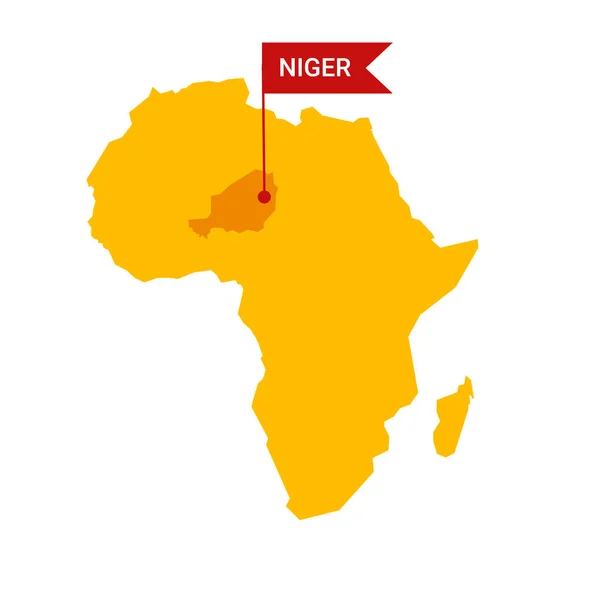 Niger na mapě Afriky se slovem Čad na značce ve tvaru vlajky. — Stockový vektor
