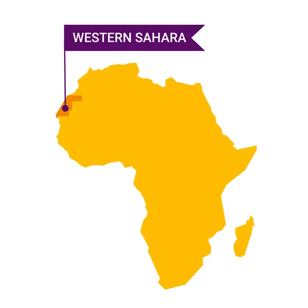 Západní Sahara na mapě Afriky se slovem Západní Sahara na vlajkovém markeru. — Stockový vektor